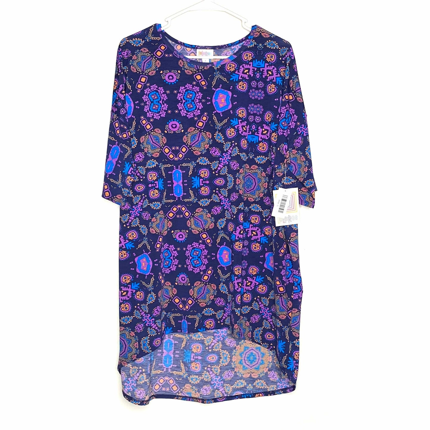 LuLaRoe | Abstract Irma S/s Tunic Top | Color: Purple/Blue/Orange | Size: L | NWT