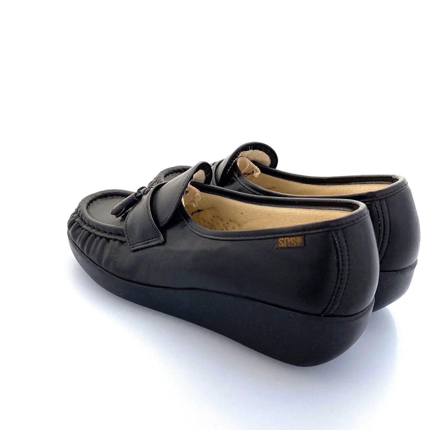 SAS Magic - Womens Tassel Loafers, Size 7N, Black Comfort Shoes Leather Lace Up NIB