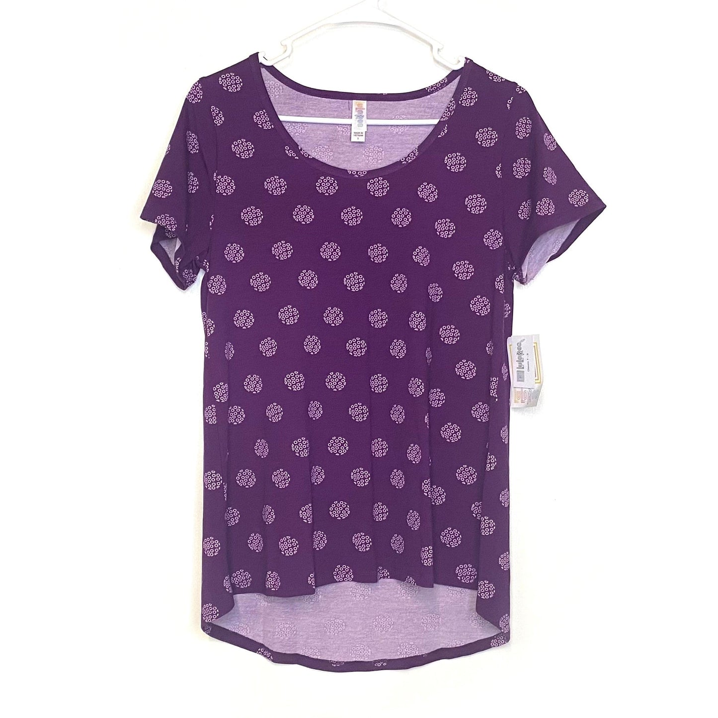 LuLaRoe Womens S Purple Classic T Circle Dots T-Shirt S/s NWT