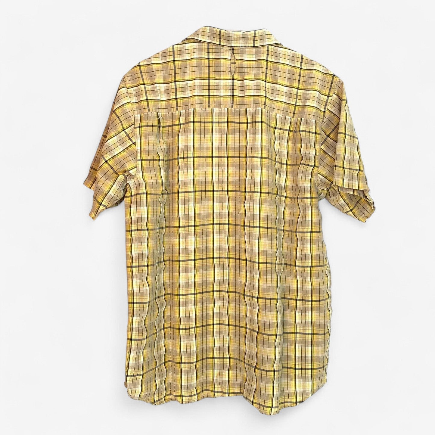 The North Face Men's Yellow Plaid Casual Button-Up Short Sleeve Shirt - Size L