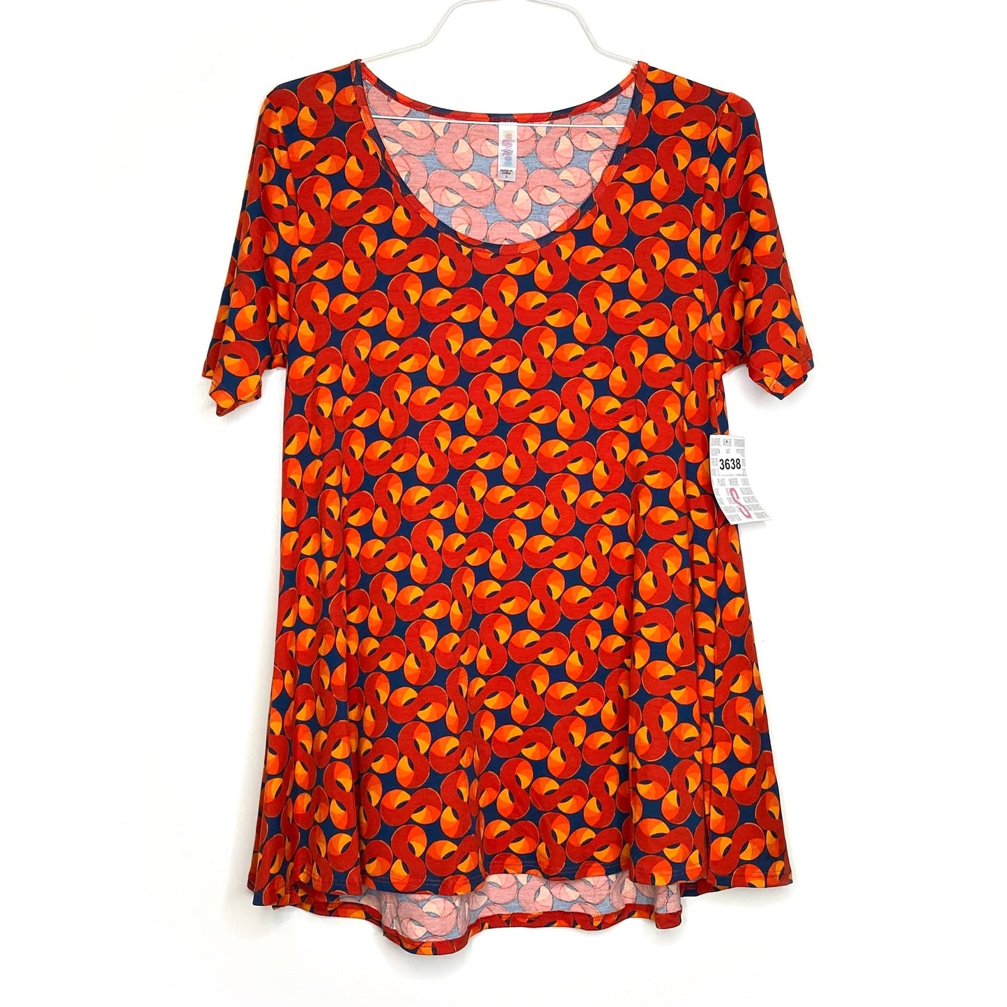 LuLaRoe Womens S Orange/Red/Blue Perfect T Infinity Swing Top S/s NWT