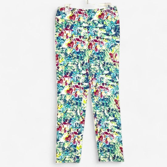 Peck & Peck Women's Retro Colorful Floral Stretch Ava Ankle Capri Pants - Size 6