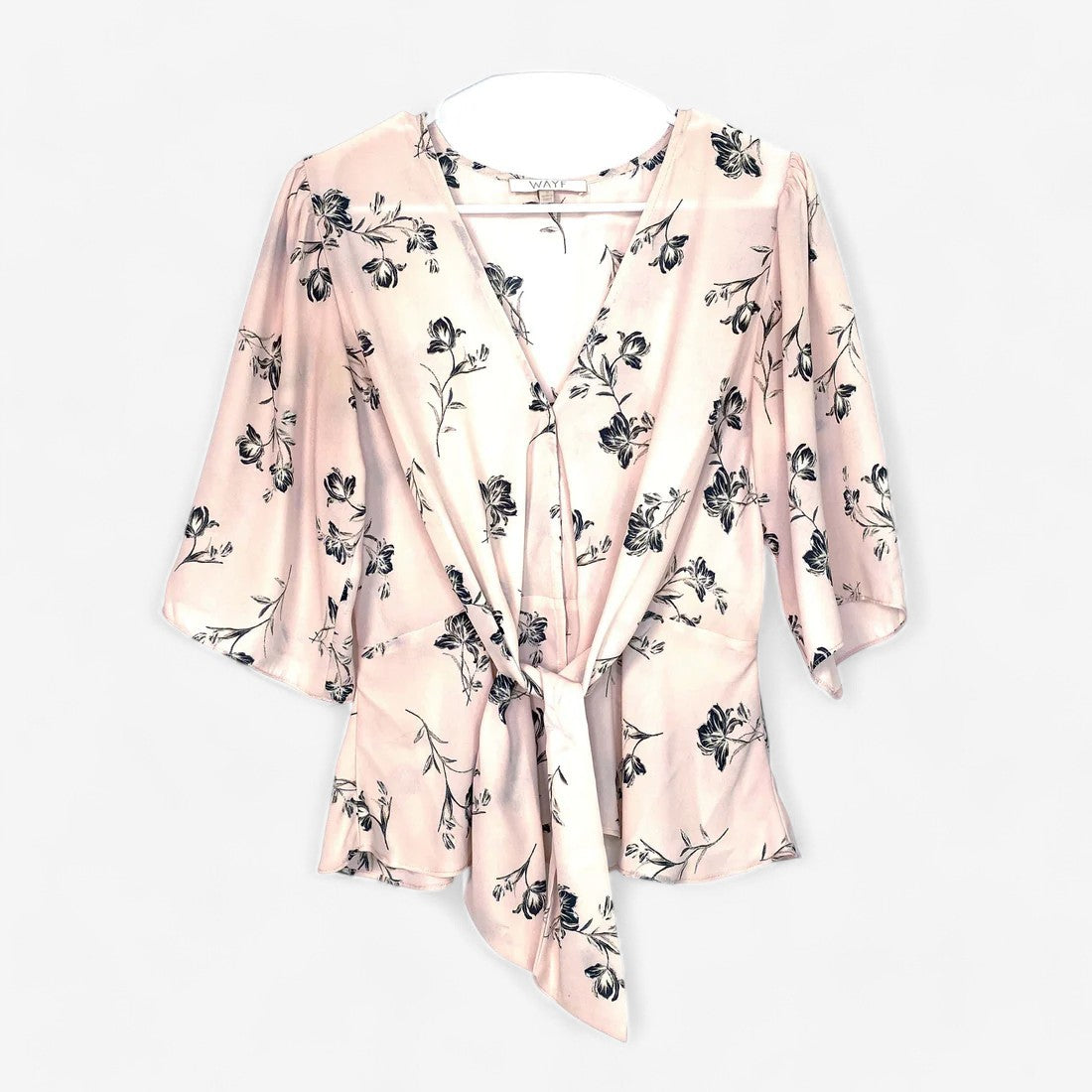 WAYF Women's Pink Floral Tie-Front Blouse - Size S