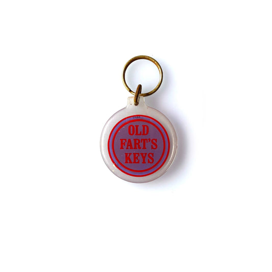 Vintage Novelty “Old Farts Keys” Keychain Key Ring Round Acrylic Humorous