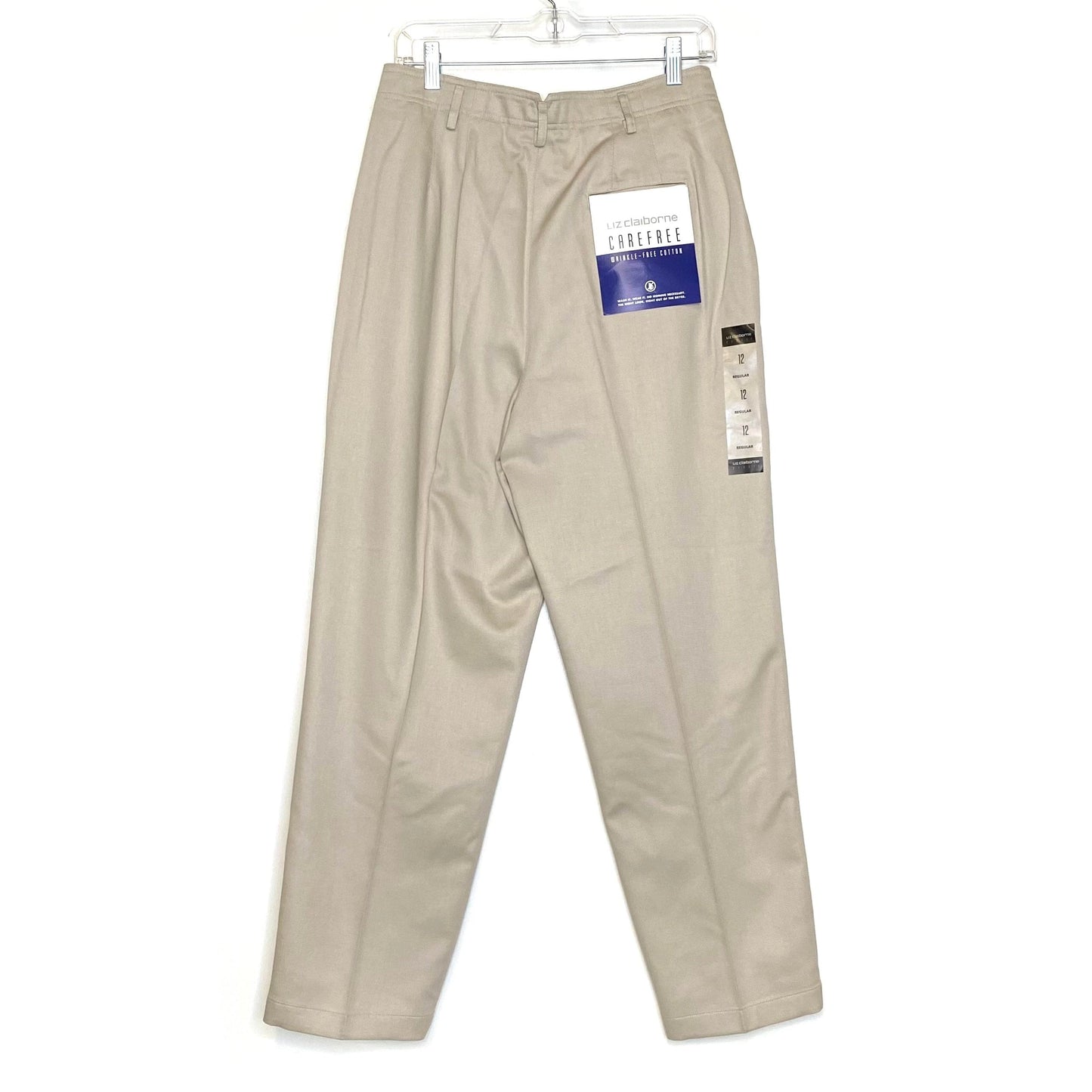 Liz Claiborne LizSport Womens Size 12 Petite Khaki Chino Pants Wrinkle-Free NWT