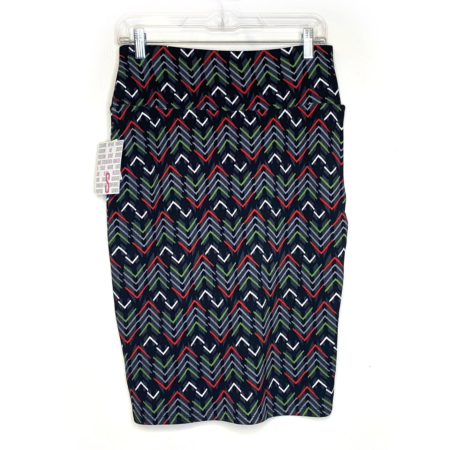 LuLaRoe Womens S Red/Gray/Black Cassie Chevron Skirt NWT