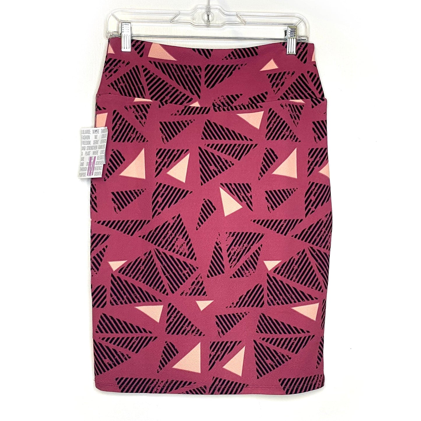 LuLaRoe Womens M Punch Pink/Black/Pink Cassie Chevron Skirt NWT