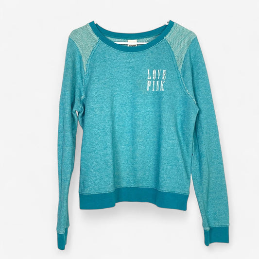 PINK by Victoria's Secret Women's Teal Green Pullover Sweatshirt - Long Sleeve - Size M