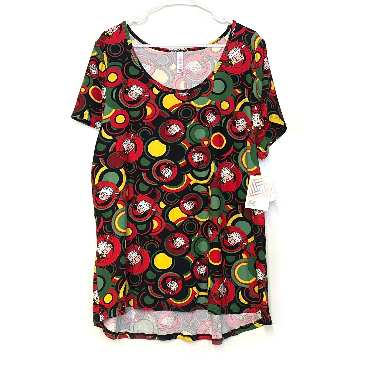 LuLaRoe Womens Size 2XL Santa Claus Multicolor Classic T Circles T-Shirt Shirt S/s NWT