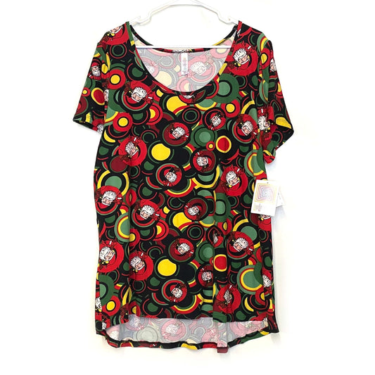 LuLaRoe | Classic T Circles S/s Top | Design: Santa Claus Multicolor | Size: 2XL | NWT