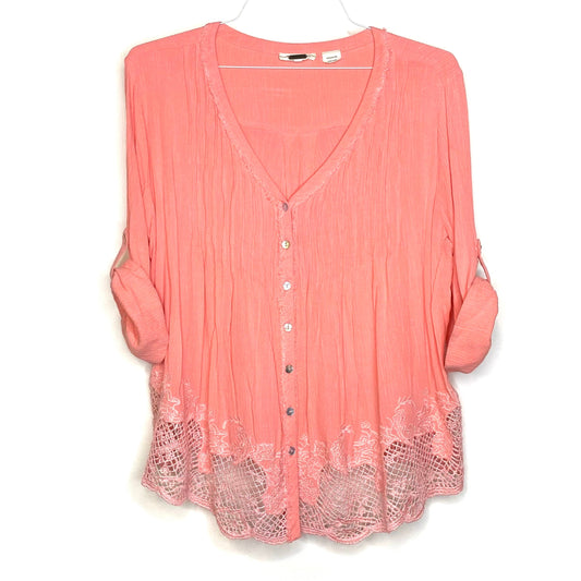 Miss Me Womens Size S Pink Crepe Blouse Top V-Neck Pre-Owned