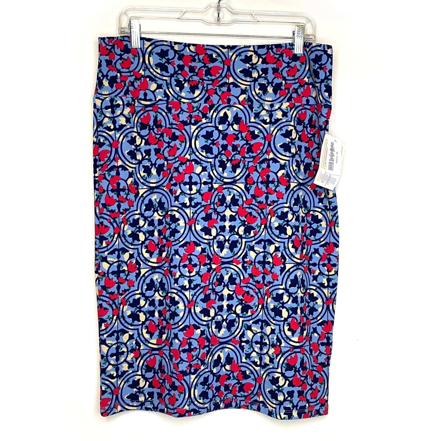 LuLaRoe Womens XL Red/White/Blue Cassie Floral Skirt NWT