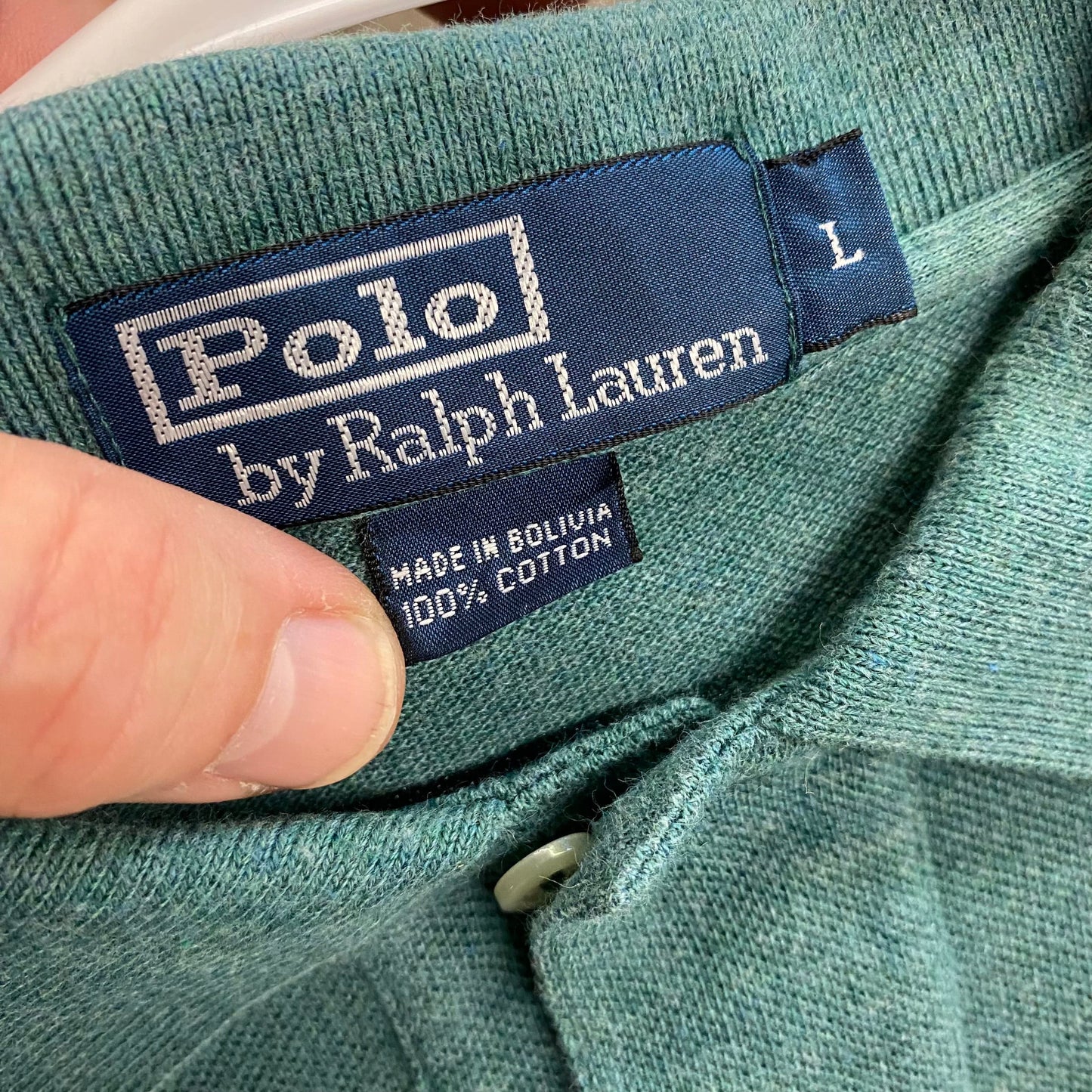 Polo by Ralph Lauren Mens Size L Green Classic Fit Polo Shirt L/s EUC