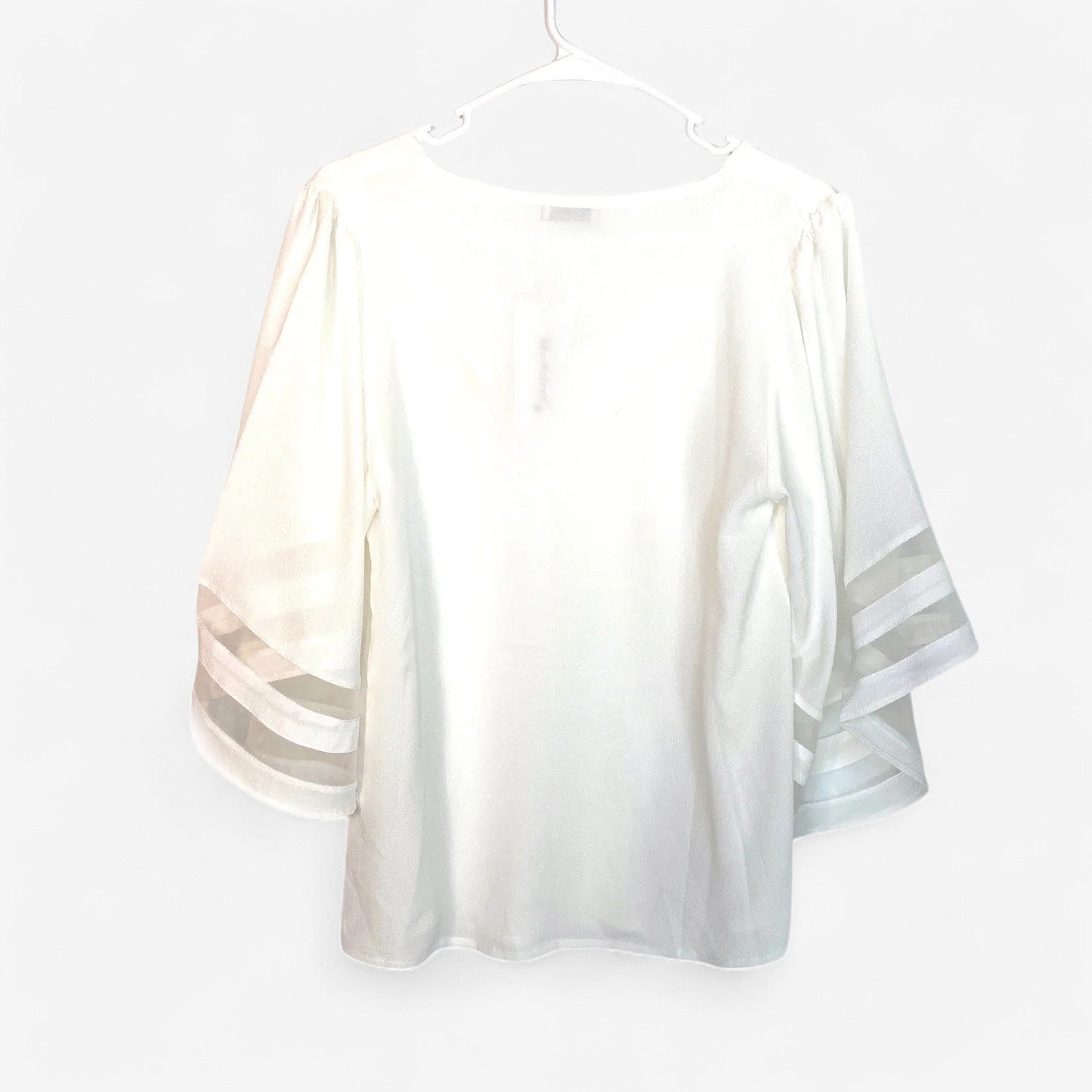 Shy Velvet Women's White V-Neck Flutter Sleeve Blouse - Size S