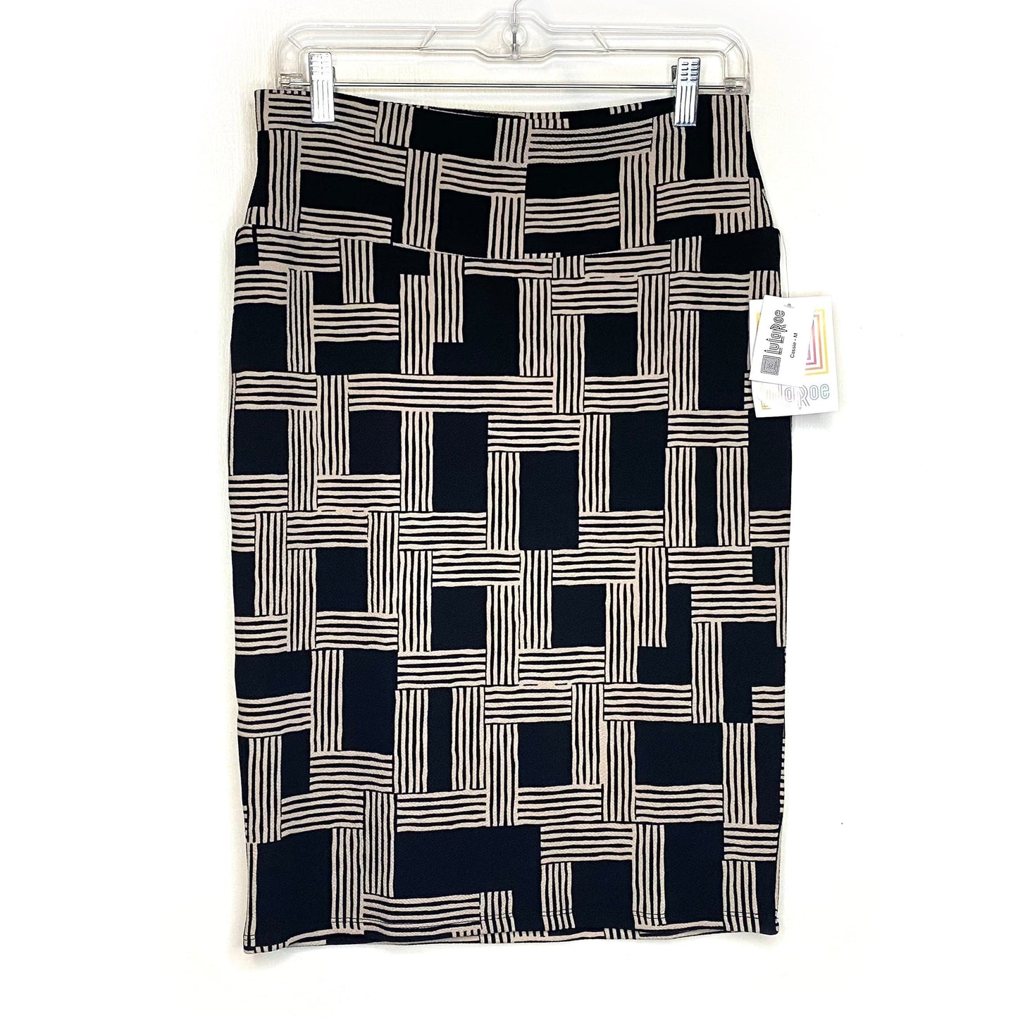 LuLaRoe Womens S Beige/Black Cassie Weave Skirt NWT