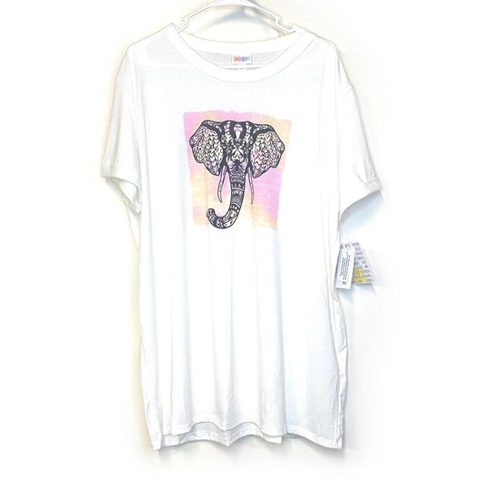 LuLaRoe | Graphic Top | Design: Elephant White Liv | Size: 3XL | Cap Sleeves | NWT