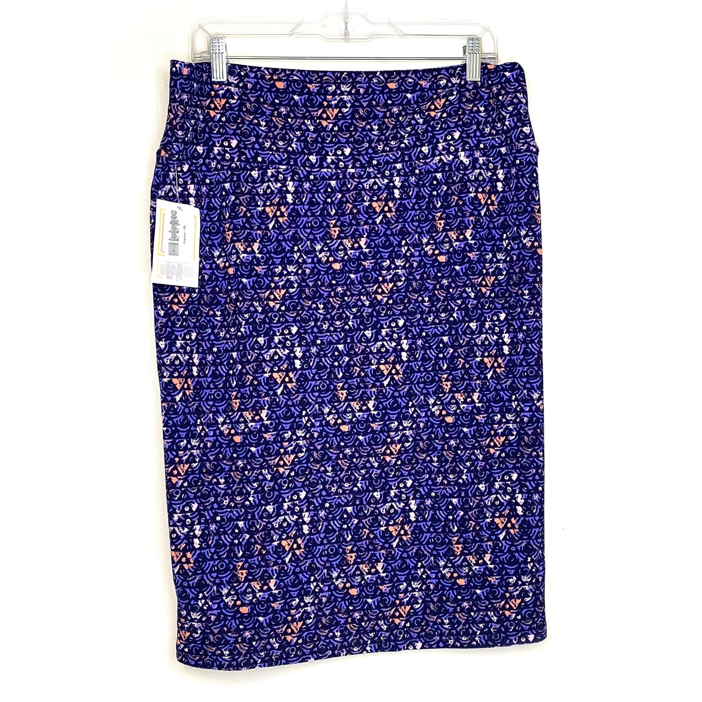 LuLaRoe Womens XL Plum Purple/Orange/Purple Cassie Abstract Skirt NWT