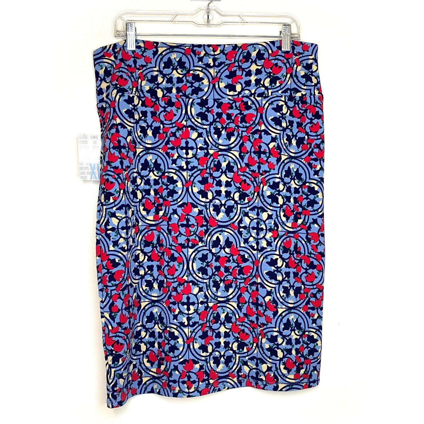 LuLaRoe Womens XL Red/White/Blue Cassie Floral Skirt NWT
