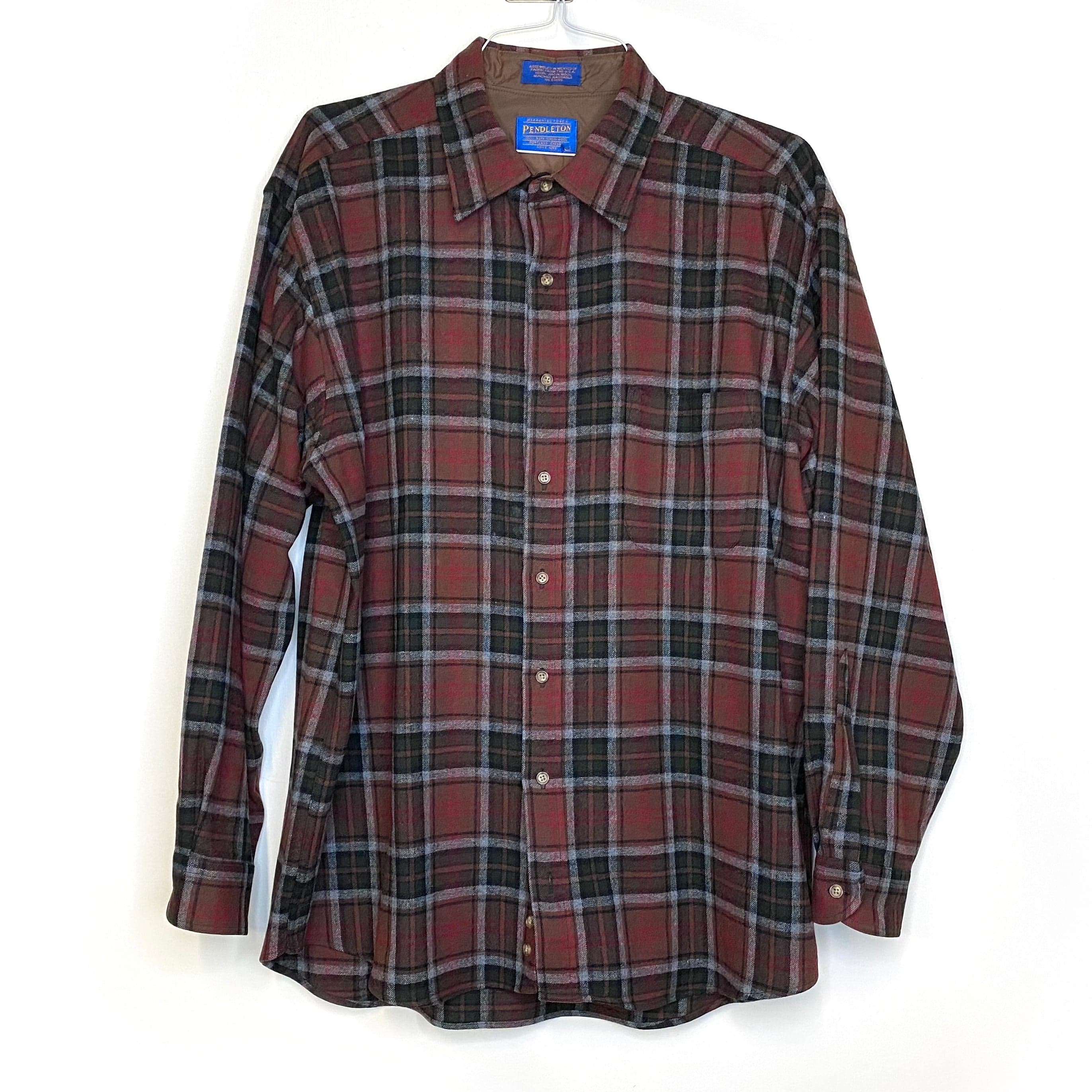 Pendleton Mens Size XL Brown/Red/White Flannel Wool Shirt Casual Button-Up  L/s Pre-Owned