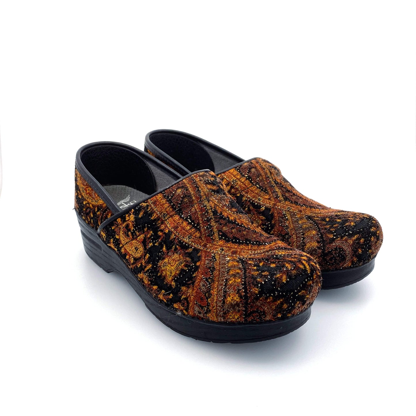 Dansko Womens Size 37 Paisley Tapestry Vegan Nursing Comfort Shoes Clogs EUC