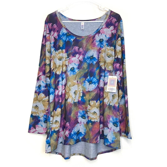 LuLaRoe Womens Size 3XL Multicolor Lynnae Floral T-Shirt Shirt L/s NWT