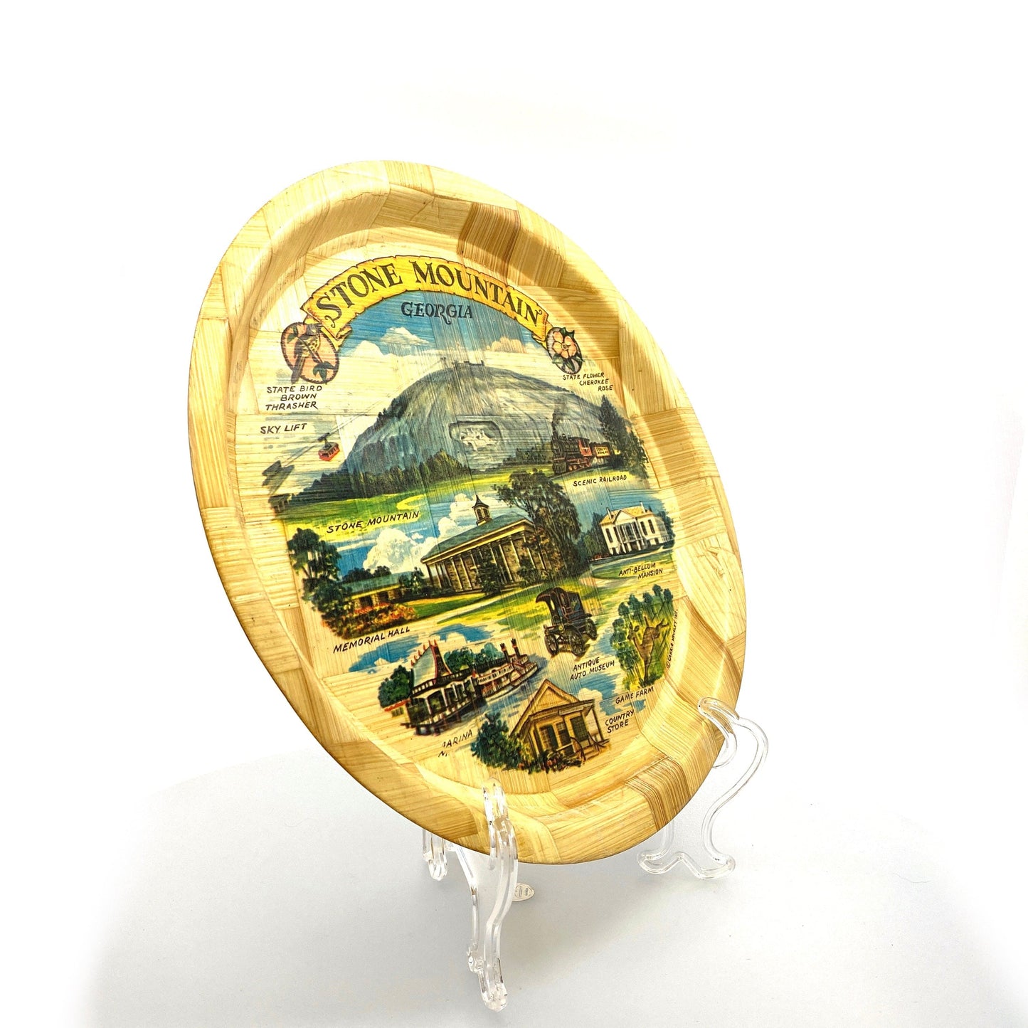 Stone Mountain Georgia Collectible Travel Souvenir Plate Women Wood Pre-Owned