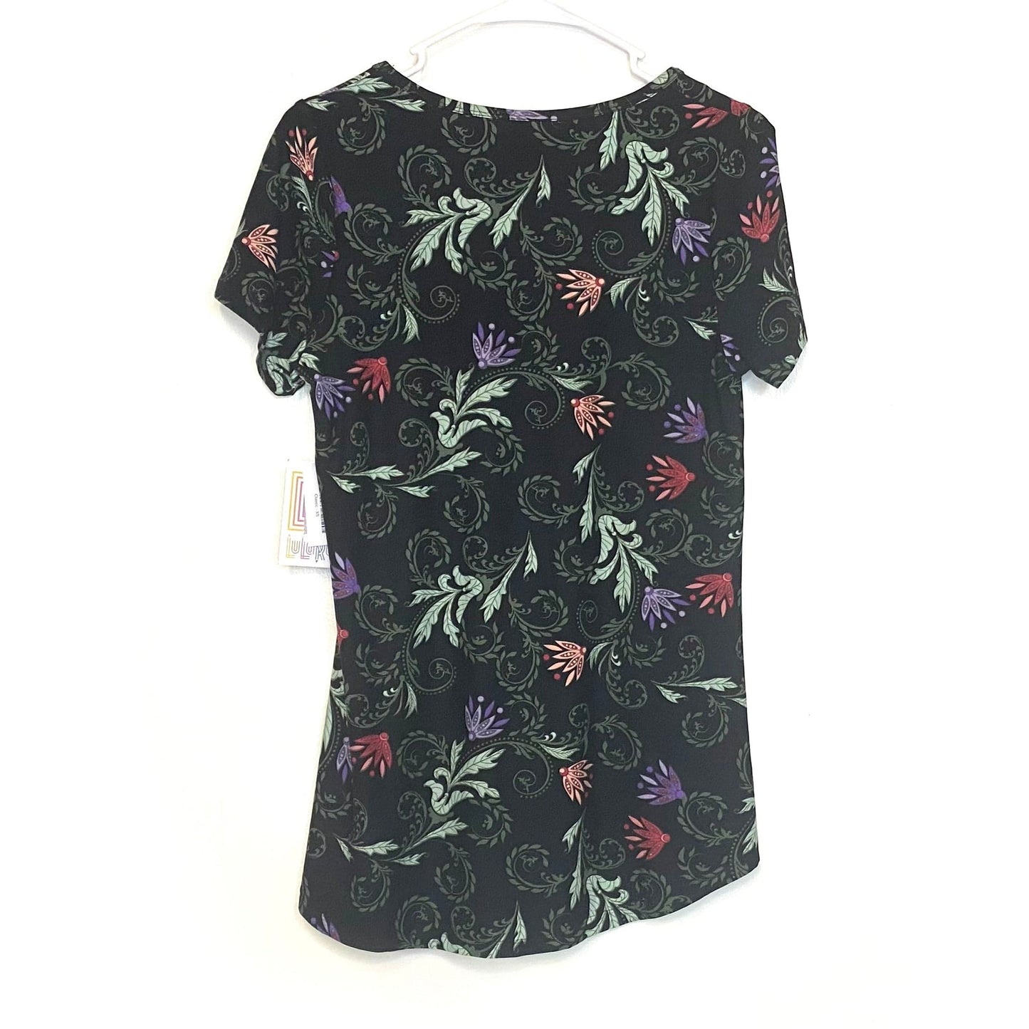 LuLaRoe Womens XS Black Classic T Floral T-Shirt S/s NWT