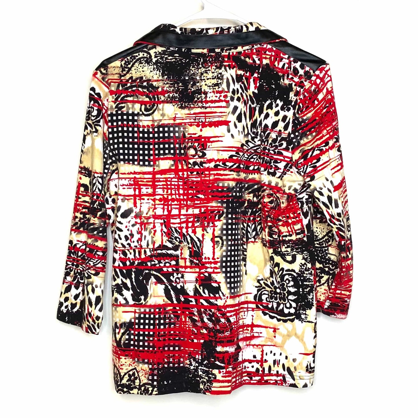 Onque Casuals Womens Size S Multicolor Abstract Pattern Full Zipper Light Jacket L/s EUC
