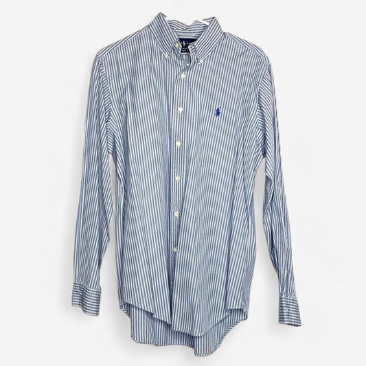 Ralph Lauren Men's Blue & White Striped Classic Fit Dress Shirt - Size M