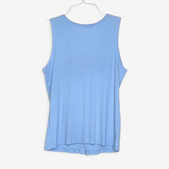 Tommy Hilfiger Women's Size XL Light Blue Snap-Front Ribbed Tank Top