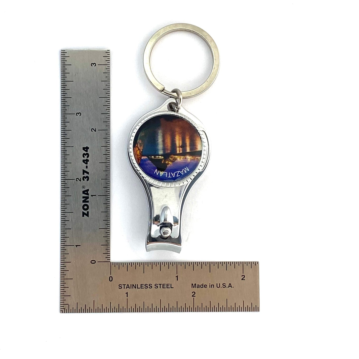 Mazatlan Nail Clippers Travel Souvenir Keychain Key Ring Metal Silver
