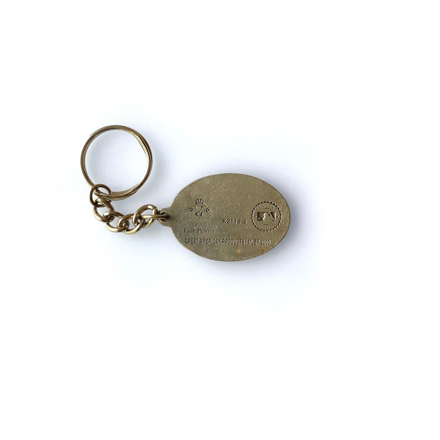 Vintage 2000 New York Yankees Pewter Metal Keychain Key Ring Charm