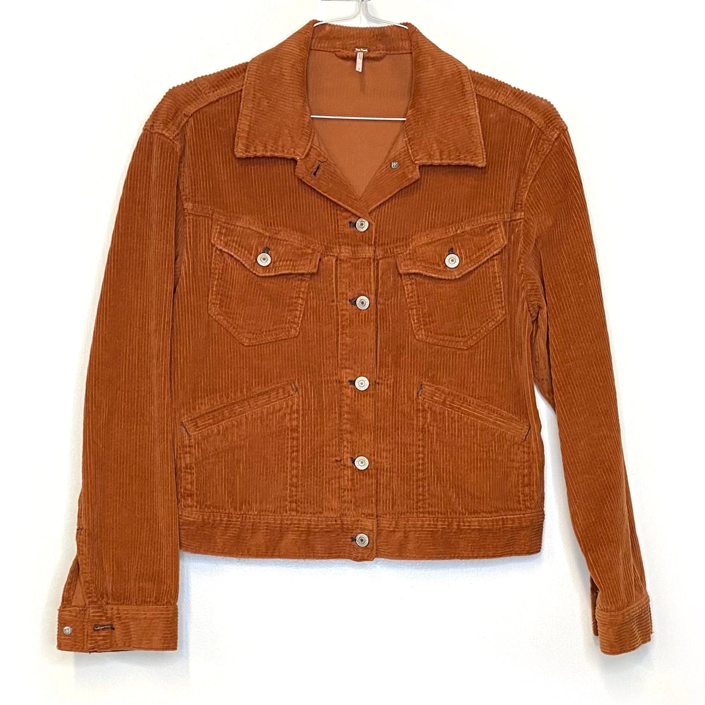 Free People Womens Size S Orange Corduroy Jacket L/s Pre-Owned