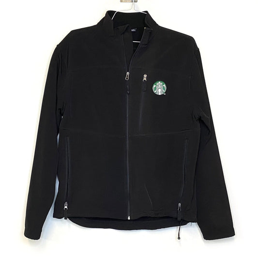 Starbucks Womens Size M Black Softshell Full Zip Up Jacket L/s*