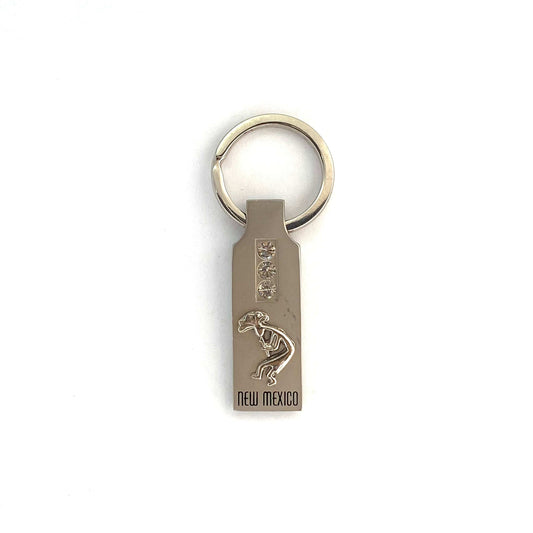 New Mexico Pewter Stones Rectangular Keychain Key Ring Tag Rectangular