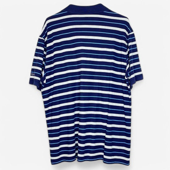 Masters Collection Men's Blue & White Striped Polo Golf Shirt - Size L - Short Sleeve