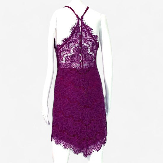 Women's Purple Lace Halter Top Dress - Size Small