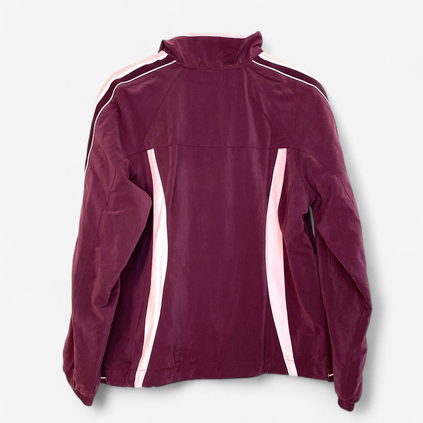 Women's Burgundy and Pink Colorblock Full-Zip Athletic Jacket - Size M - Green Tea