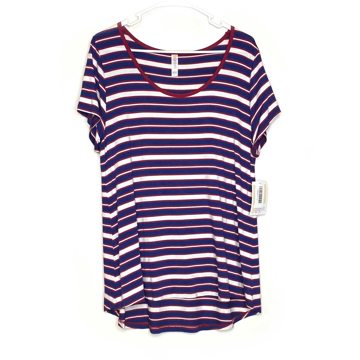LuLaRoe Womens L Red/White/Blue Classic T Striped T-Shirt S/s NWT