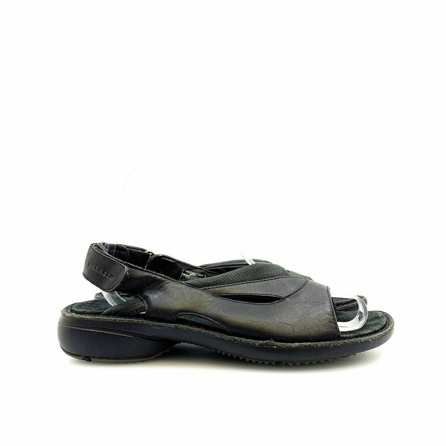Merrell Womens Size 6 Black Sandals Tetra Slingback Saddle Leather Comfort Shoes