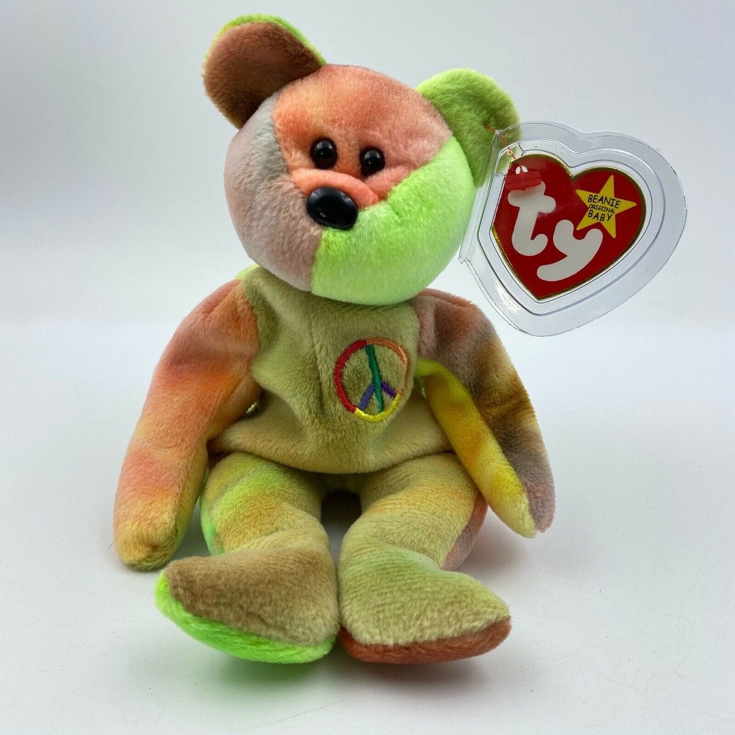 Ty Original Beanie Babies “Peace” Muted Tie Dye 1996 MINT Condition - Tag Errors