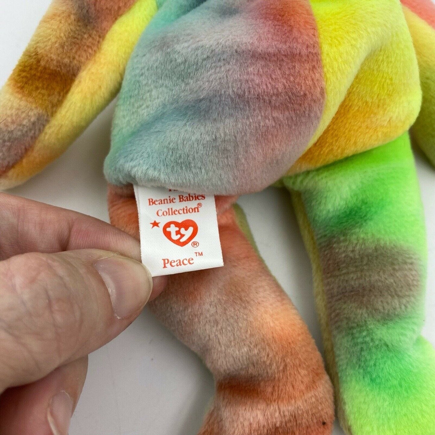 Ty Original Beanie Babies “Peace” Muted Tie Dye 1996 MINT Condition - Tag Errors