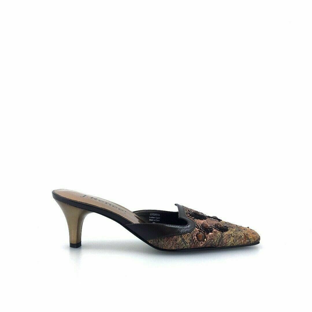 J Renee Womens Lucetta Size 9N Dark Brown Sequined Paisley Heels Dress Pumps
