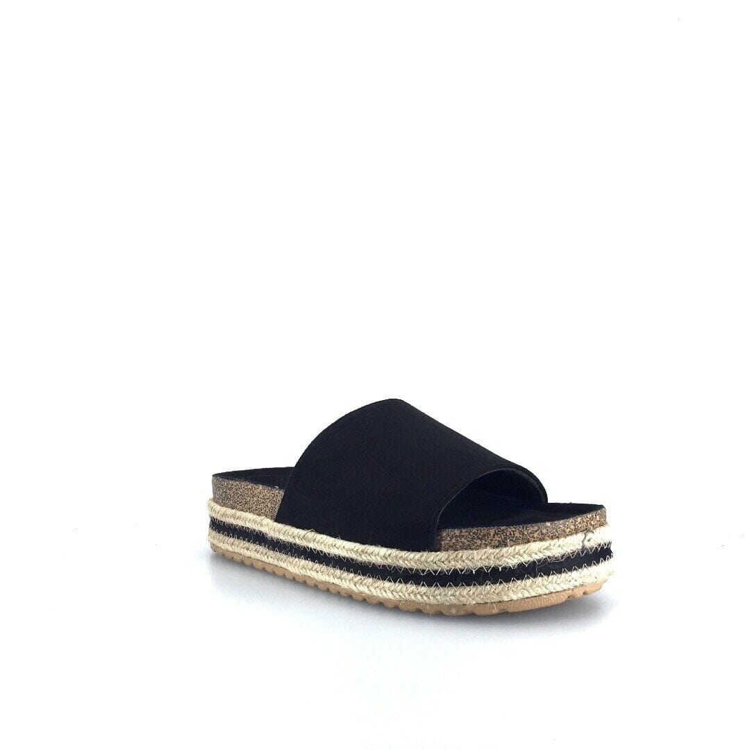 Qupid Womens Size 6M Black Everyday Espadrille Slides “Idelisa-02”