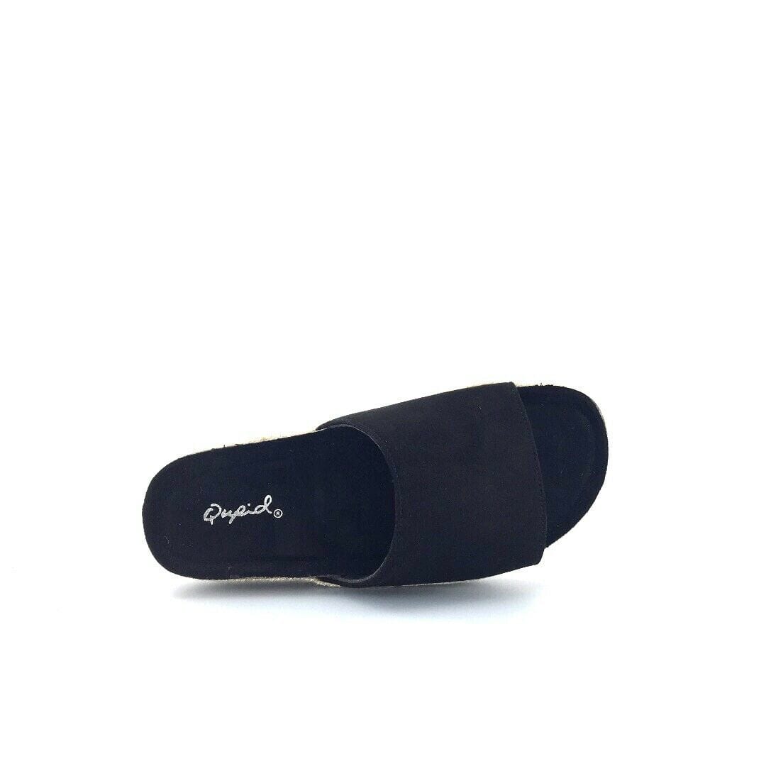 Qupid Womens Size 6M Black Everyday Espadrille Slides “Idelisa-02”