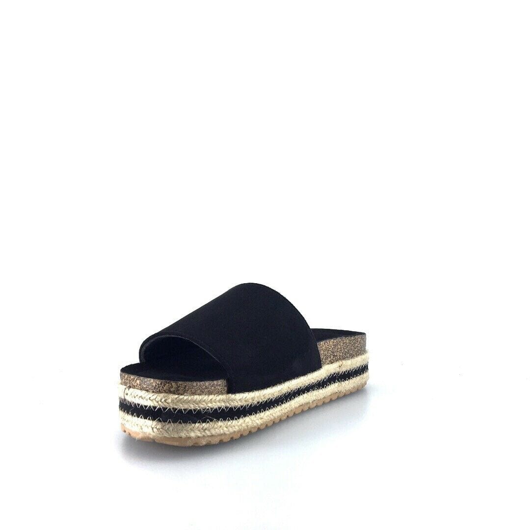 Qupid Womens Size 6M Black Everyday Espadrille Slides “Idelisa-02”