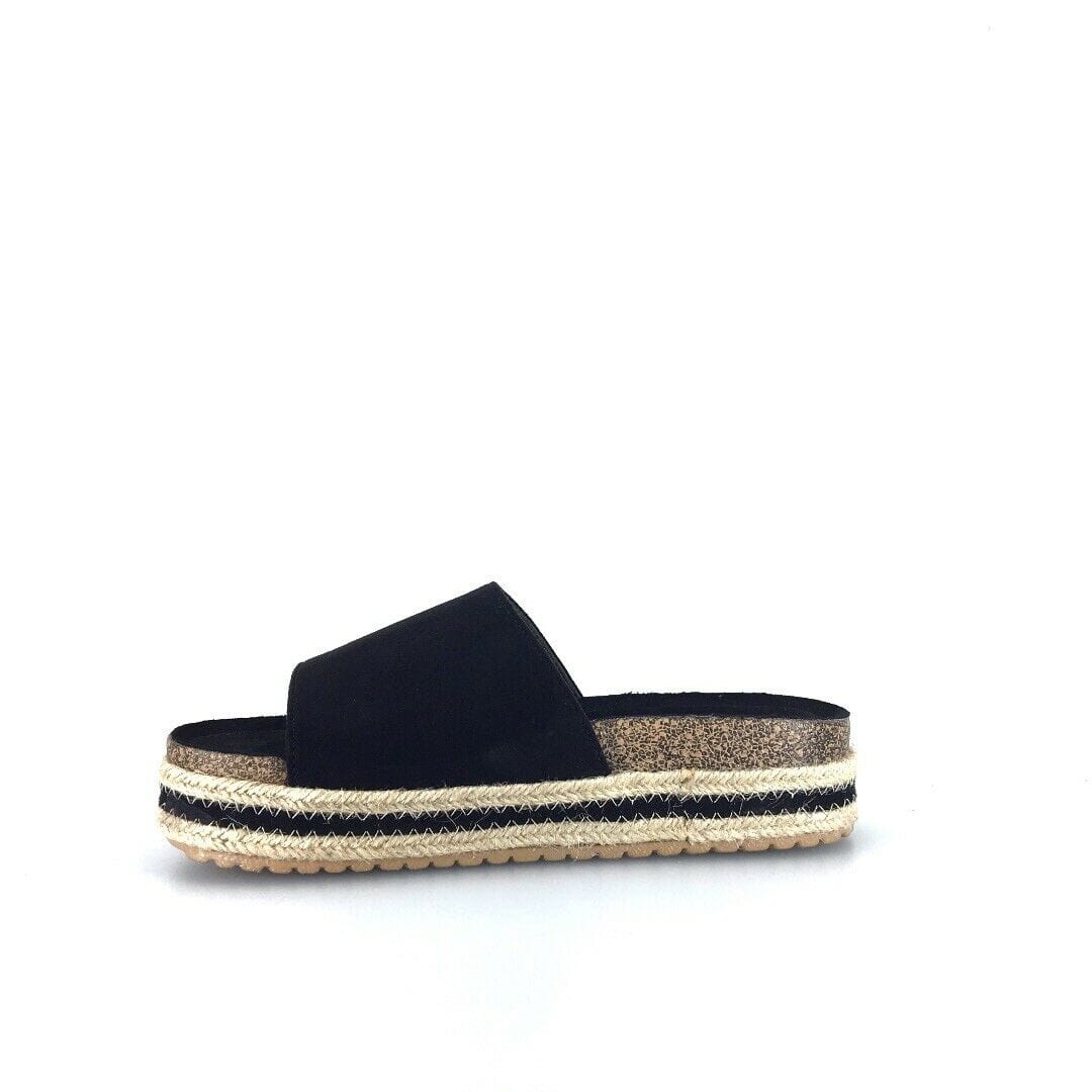 Qupid Womens Size 6M Black Everyday Espadrille Slides “Idelisa-02”