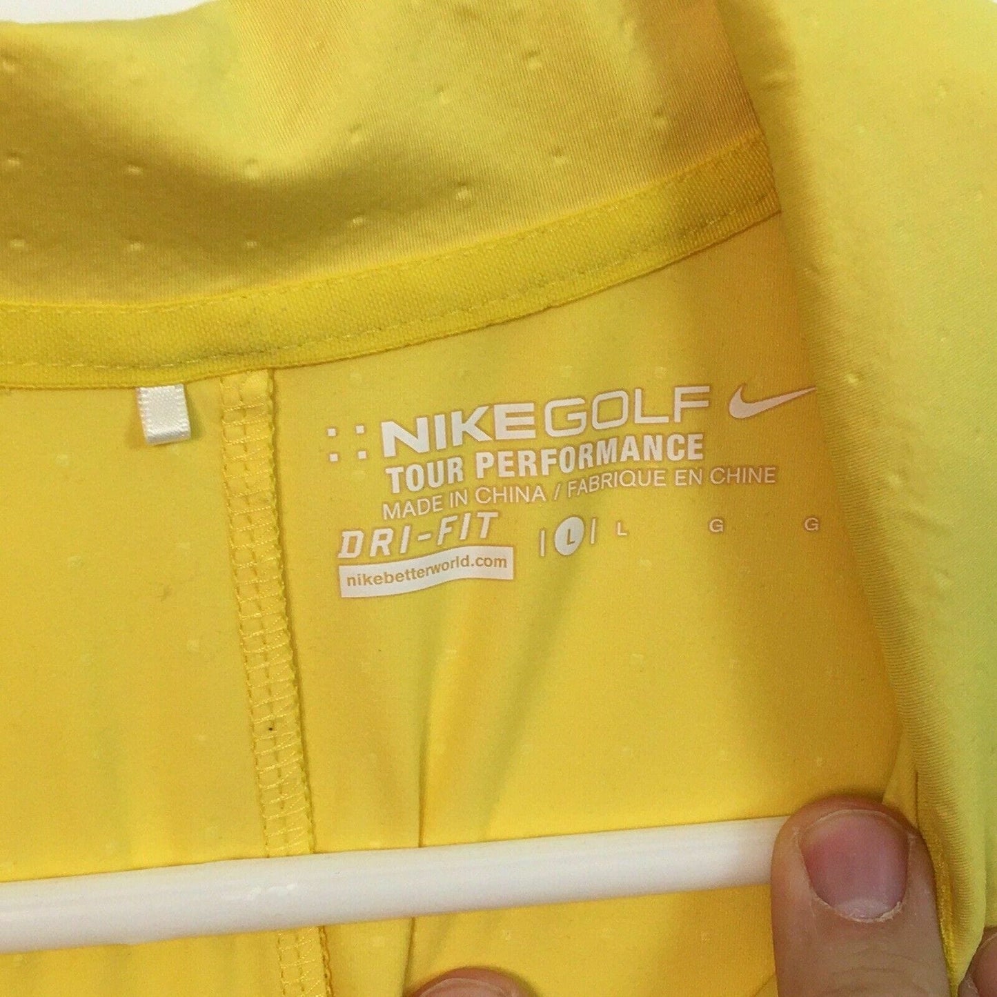 NIKE Womens Size Large Yellow Golf Shirt Tour Performance Short Sleeve Polo