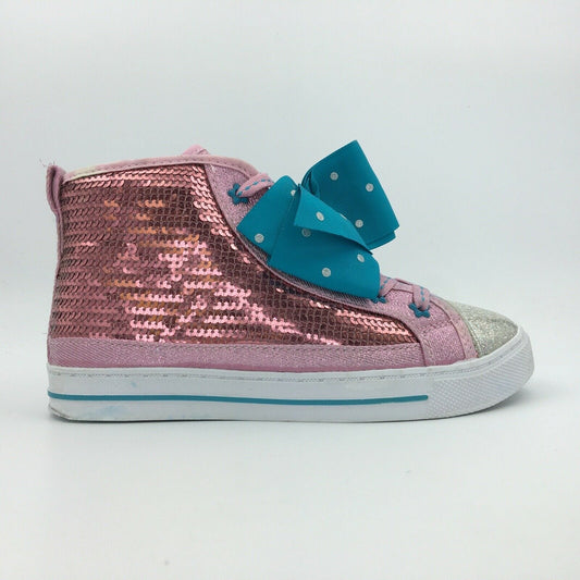 JoJo Siwa Youth Pink Glitter Bow High Top Shoes - Size 3, Girls, Excellent Used Condition