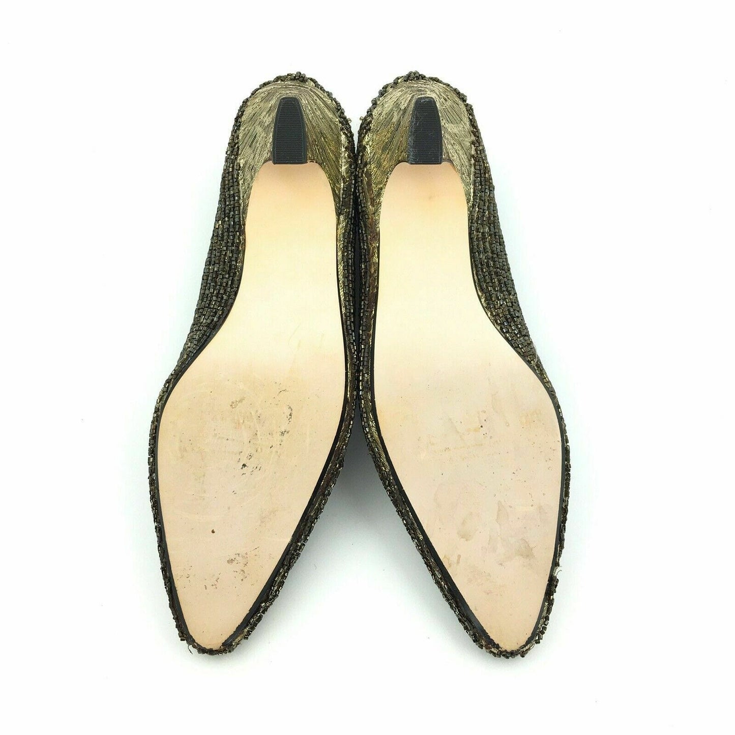 J Renee Womens Size 9N Bronze Gold Swank Beaded Evening Heels Pumps Shoes